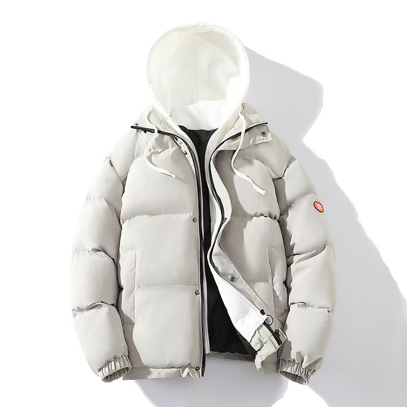 In autumn and winter, hooded cotton-padded clothes couple Hong Kong wind fashion trend fake two thick cotton-padded jacket warm coat students.