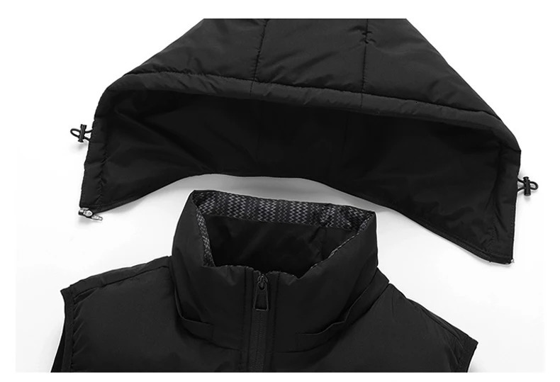 Winter Men Thicken Warm Sleeveless Vests Mens Autumn Detachable Hat Outwear Hooded Waistcoat Vest Jackets Mens Casual Vests Male 251024