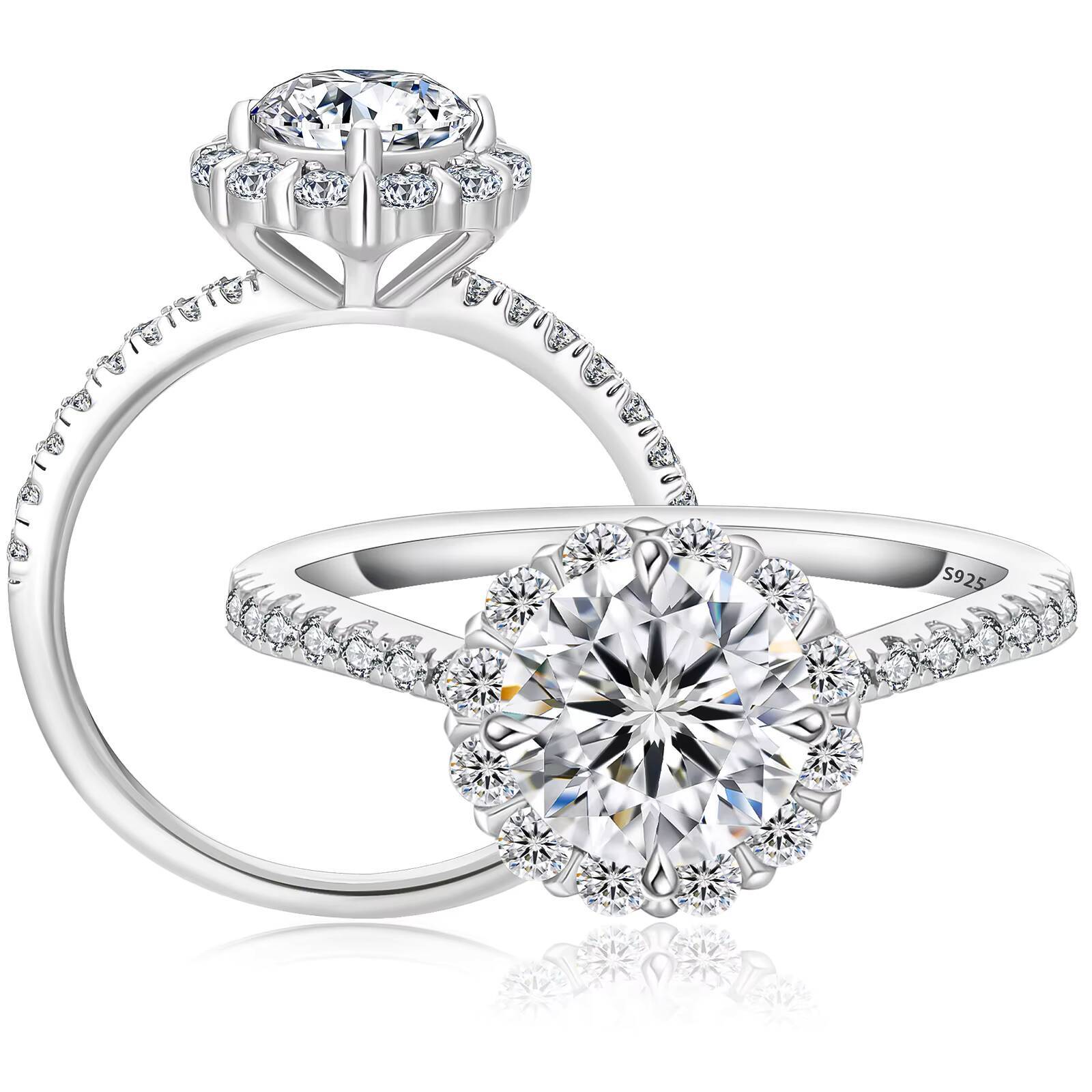 Fine Jewelry Engagement Ring Moissanite GRA Certificate White Gold Plated 925 Sterling Silver Moissanite Rings Jewelry Women