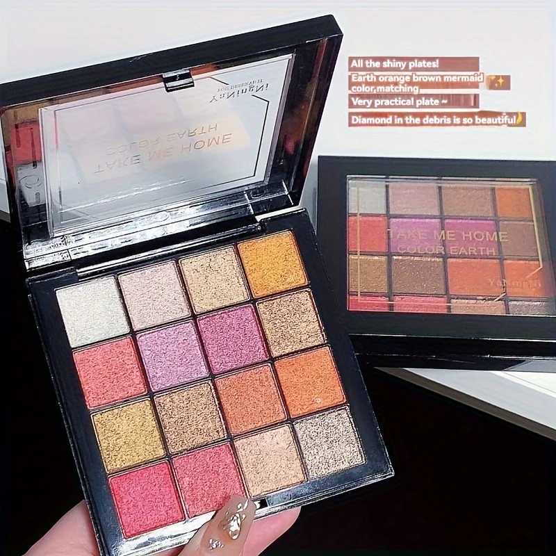 16 Earth Tone Eyeshadow Palette Matte Pearl Shimmer Milk Tea Color Mermaid Orange Natural Nude Makeup Palette for All Skin TypesXJ251027