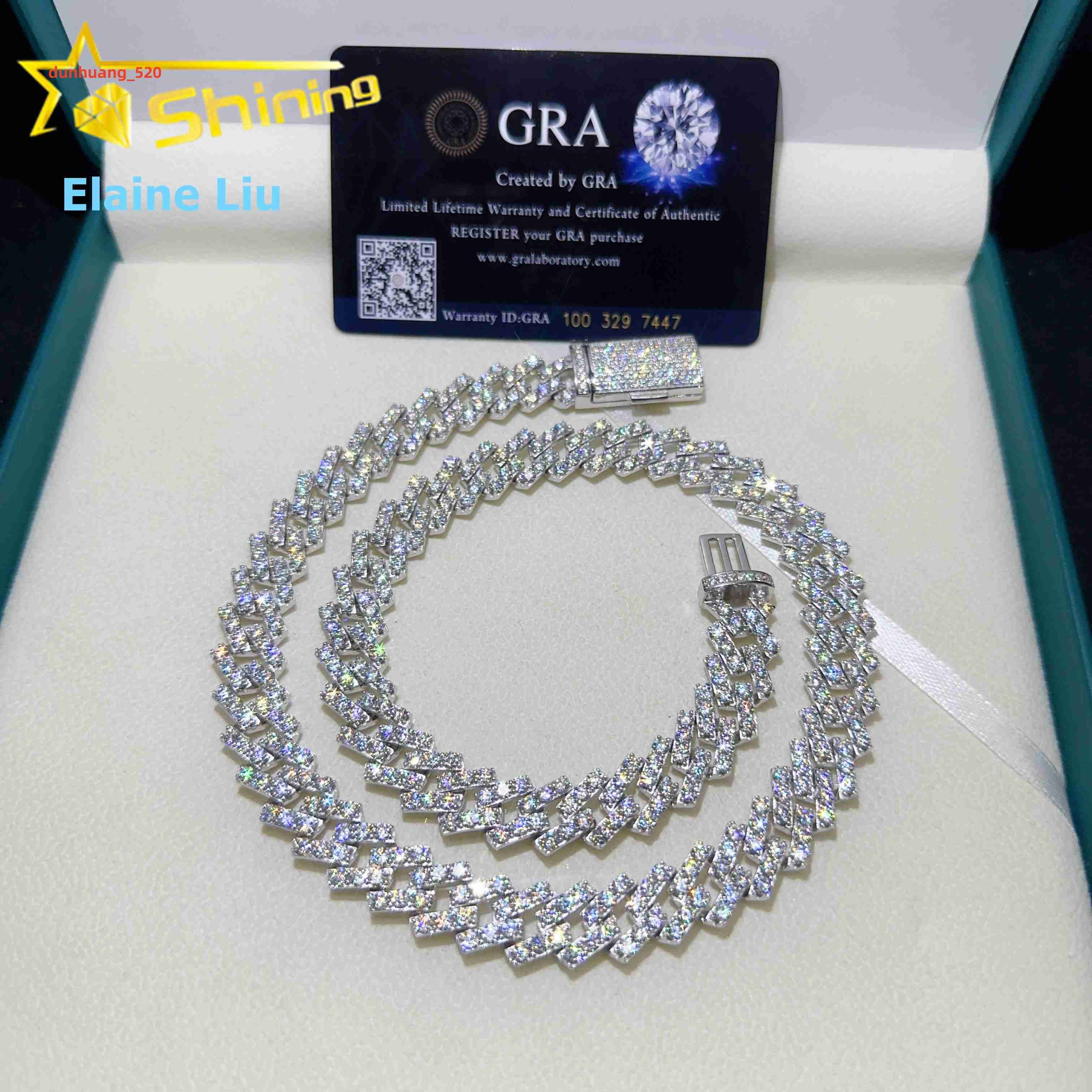 VVS Moissanite Diamond 925 Sterling Silver 126MM Iced Out Custom Moissanite Hip Hop Jewelry Miami Cuban Link Chain Necklace