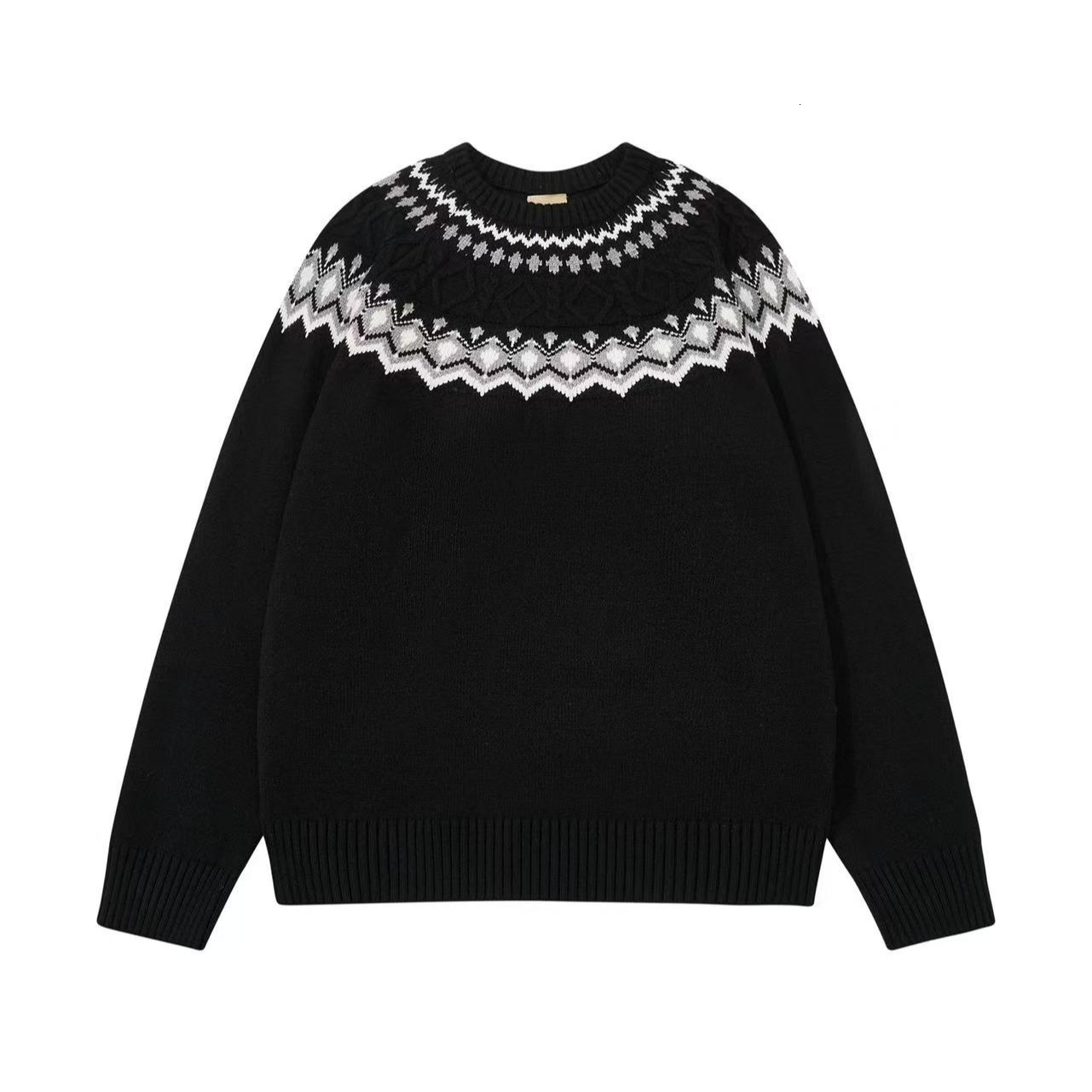 American Style Fair Isle Boxy Sweater Designer Sweater For Men Autumn High-end Cable Knit Long Sleeve T-shirt Regular Shoulder Base Shirt