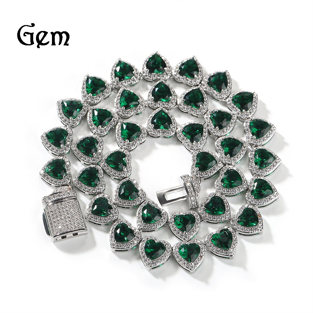 2025 Fashion Accessory 8Mm Heart-Shaped Cut Cluster Chilled Pearl VVS Carbon Silica Hip-Hop Tennis Chain For Women