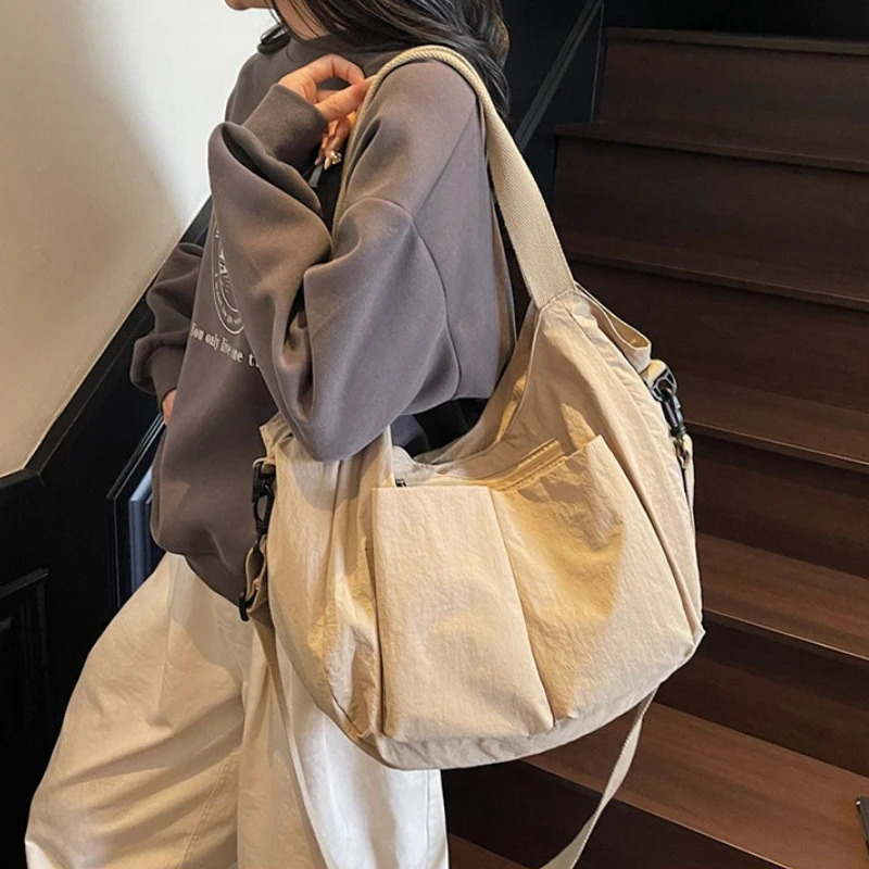 Summer Large Capacity Crossbody Bag Nylon Fashionable Single Shoulder Handbag Womens Casual Tote Bag 251027