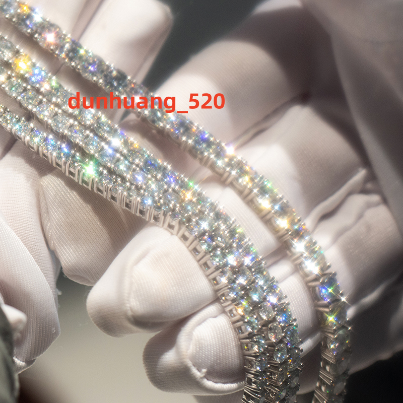 Wholesale Jewelry Hip Hop Gold Plated 925 Sterling Silver VVS Moissanite Diamond Tennis Chain Bracelet Necklace for Men Women