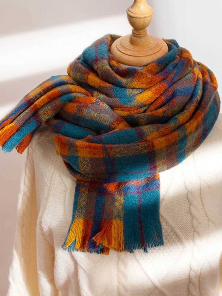 Imitation Cashmere Wen Winter Vintage Scarf Ladies Plaid Scarve Pashmina Mujer Fa Foard Bufanda Wrap Shawl Preppy StyW251027