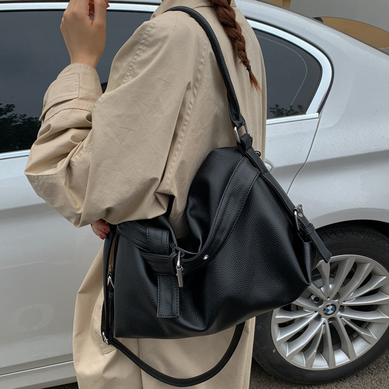 Free shipping designer bag Large Capacity Soft Leather Tote Bag with Buckle Design Stylish Motorcycle Bag Heavy-duty Single Shoulder Crossbody Bag