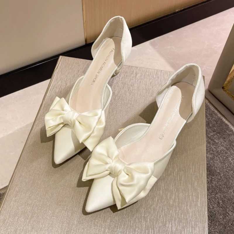 Womens single shoes summer new pointy hollow bow wrap with high heels Fi temperament wedding party stiletto sandalsXJ251027