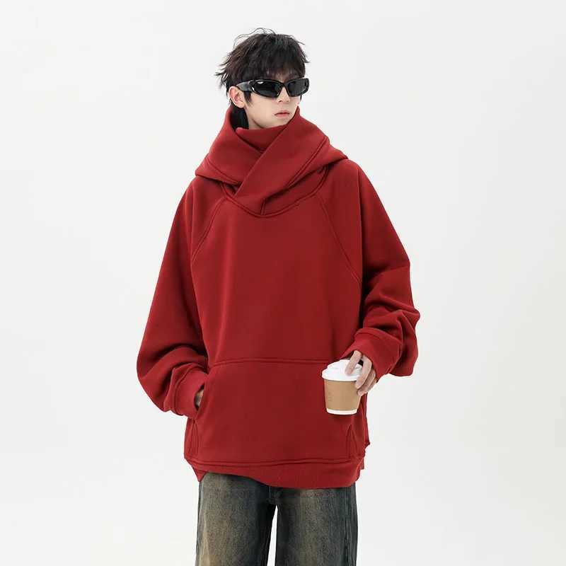 Autumn New High Neck Sweatshirt Men Pile Up Collar Hoodie Harajuku College Style Ninja Sweatshirt Casual Sports Loose Couple Top W251027