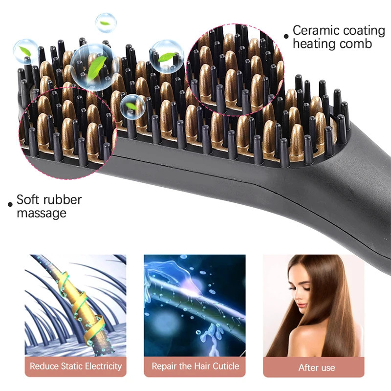 Electric Comb Straightener Multifunctional Quick Heated Men Beard Care Brush Beard AntiScald Straightener Comb Hair Tools 251027