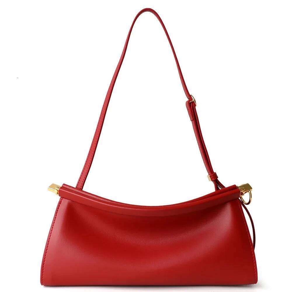 Design Bag Cowhide Clip Genuine Leather Women Armpit Shoulder Bag Stylish Party Formal Ocns Handbag