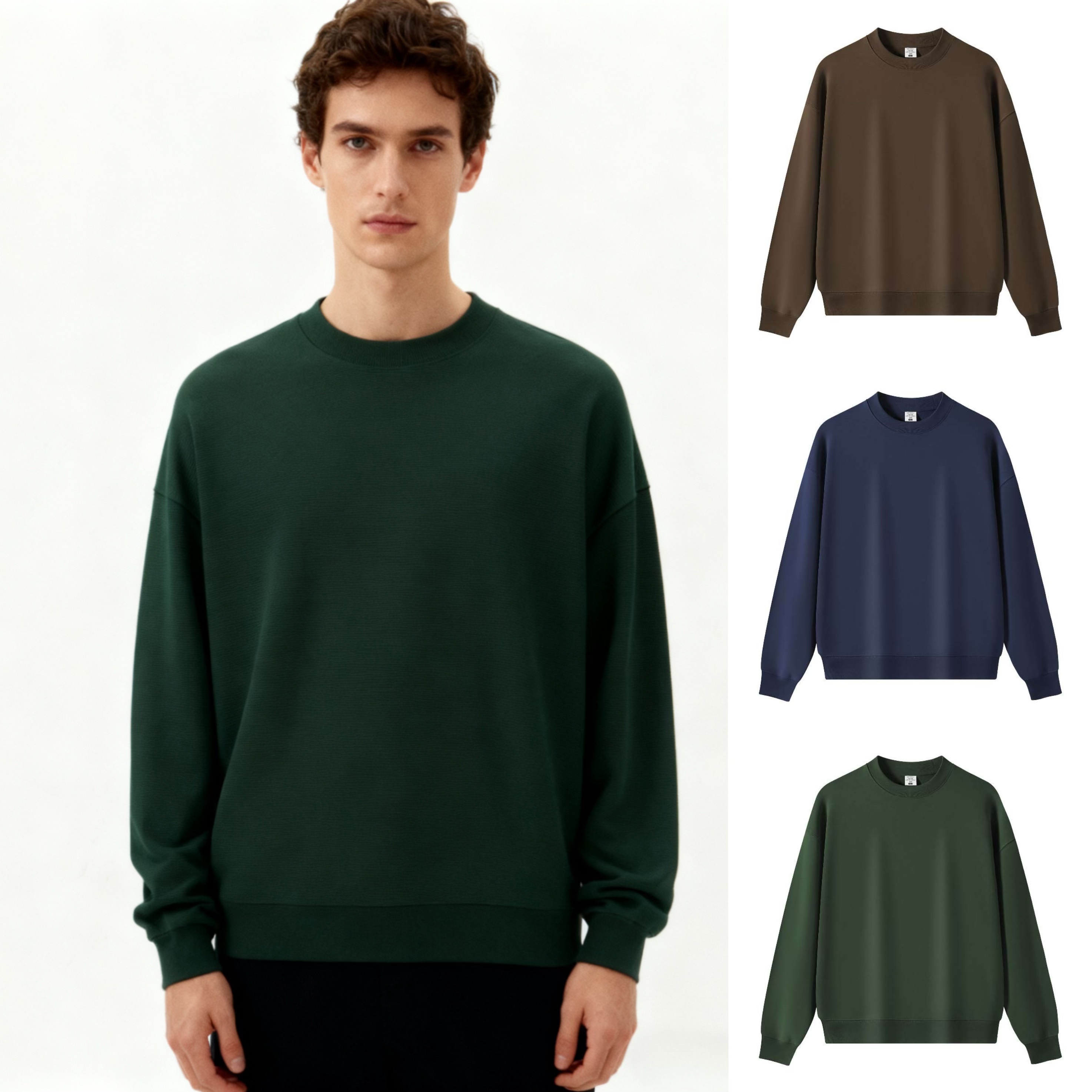 Men's Hoodies & Sweatshirts Basic Streetwear Design: Unisex Lightweight Dark Green Sweater Cardigan for Everyday Outfits