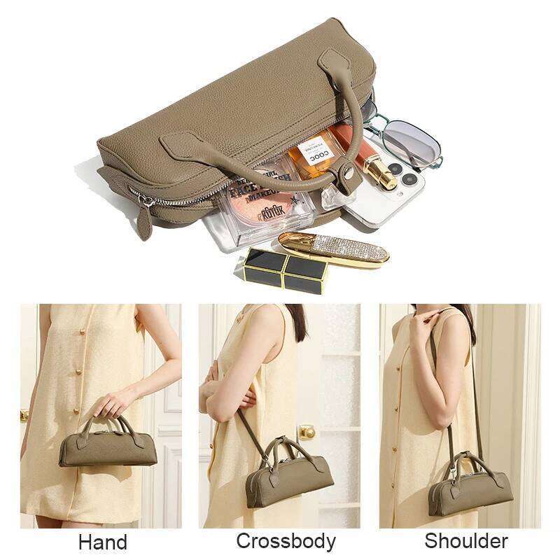 Designer Luxury New Women S Solid Color Genuine Leather Handbag Lady Large Cpacity Sausage Armpit Bag Girls Commuting Single Shoulder Crossbody