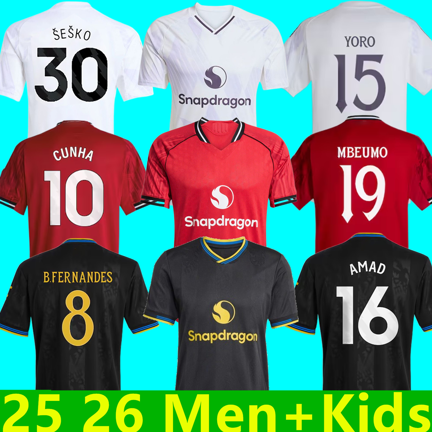 25 26 CUNHA Soccer Jersey AMAD SESKO MAINOO ZIRKZEE YORO AMAD football shirt MARTINEZ B.FERNANDES MAINOO player fan MBEUMO Kids Child kit Long short Sleeve jerseys
