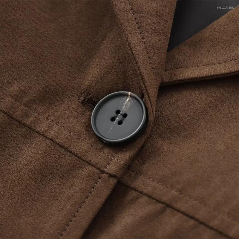 Women's Jackets Autumn European And American Style Versatile Old Money Brown Suede Leather Short Coat