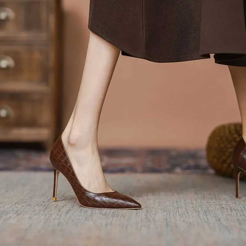spring and summer new brown comfortable allmah high heels womens stiletto sexy single shoes womenXJ251027