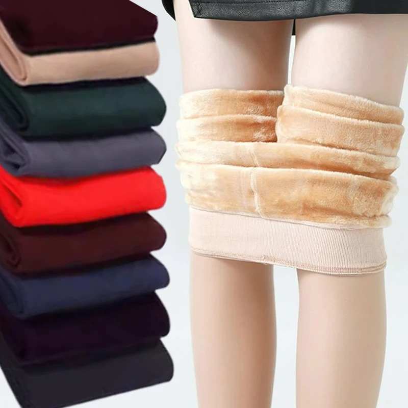 Women Winter Leggings Warm Pantyhose High Waist Solid Color Velvet Thermal Thickened Velvet Leggings Stretchy Black Skin Legging 251027