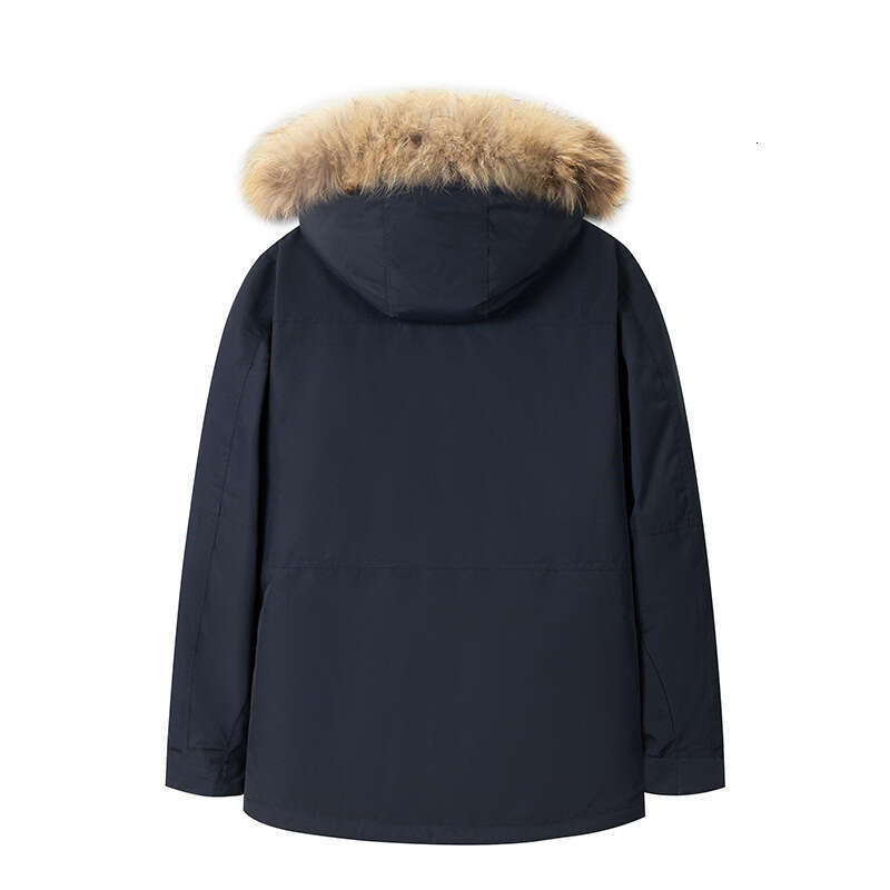 Winter Men's Down Jacket With Fur Collar Thickened Mid-Length Parka Warm Workwear