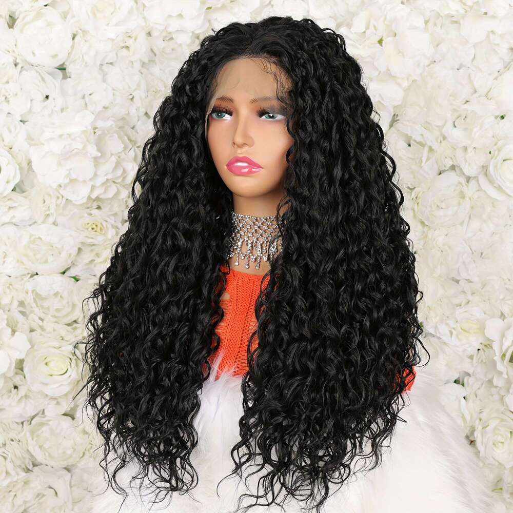 Sleek Design, Kinky 13X4 Hair Wigs For Women 26 Inch Deep Curly Frontal Wet And Wavy Closure Wigs, Synthetic Lace Front Wig