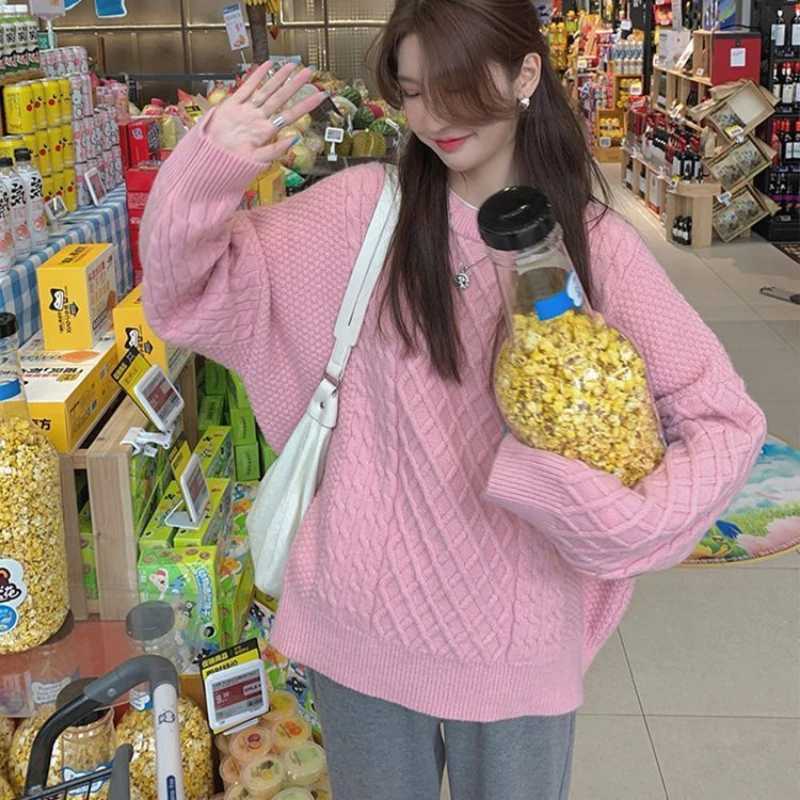 Autumn Winter New Fashion Long Sleeve Round Neck Solid Sweaters Pullovers Womens Clothing Casual Allmatch Knitting Korean TopT251027