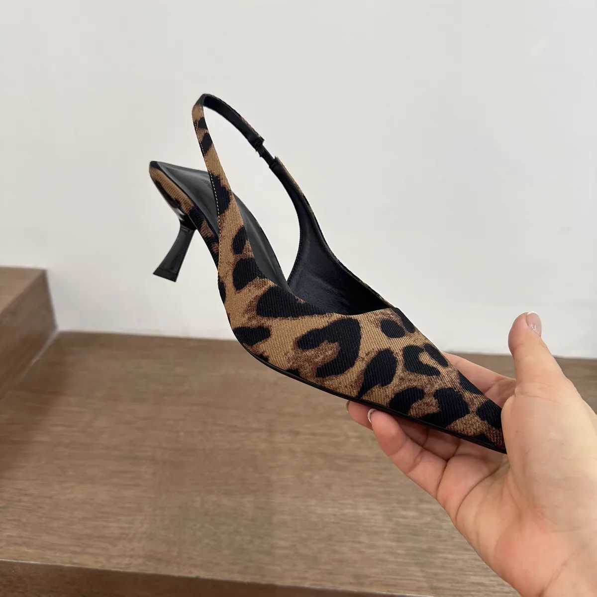 Summer Slip Leopard Women Sandals Shoes Fi Pointed Toe High Heel Stripper Party Ladies Sandalias ShoesXJ251027