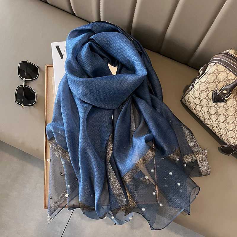 2023 Luxury Brand Wen Fashion Scarf Plain Solid Silk Linen Shawls Scarves Summer Lady Banda Foard HijabW251027