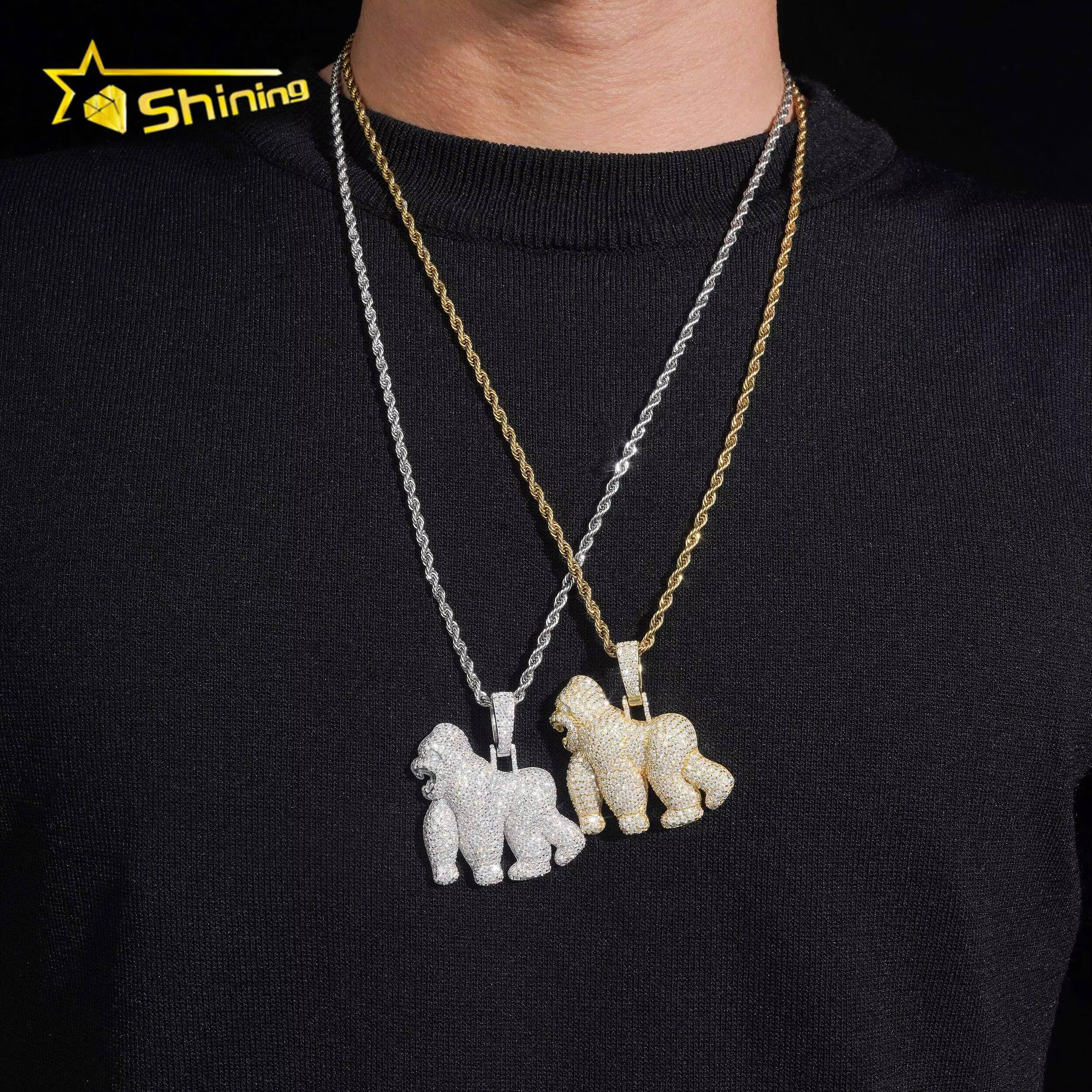 Iced Out Animal Moissanite Charm 925 Sterling Silver Gold Plated Pass Diamond Test Moissanite Pendant Hip Hop Jewelry