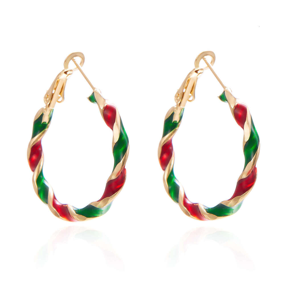 Exaggerated and Stylish Christmas Colorful Spiral Geometric Hoop Earrings