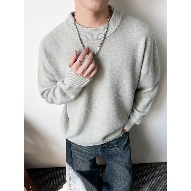 Round Neck Sweater Knitwear Men Autumn Designer Sweater Winter Lazy Style New Base Shirt Simple Men's Elegant Slim Fit Top Jacket