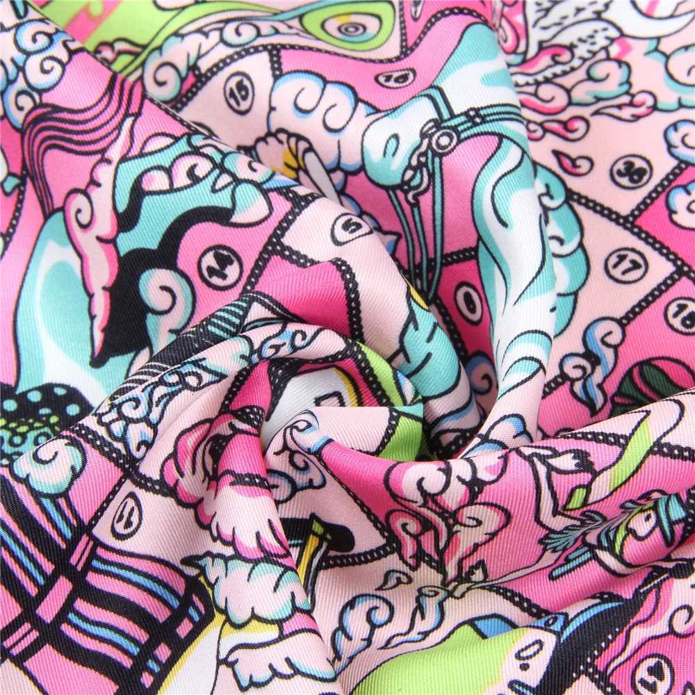 Manual Hand Rold Twill Silk Scarf Wen Hopi Print Square Scarves Wraps Echarpes Curd Foard Fme Bandana Hijabs 90CMW251027