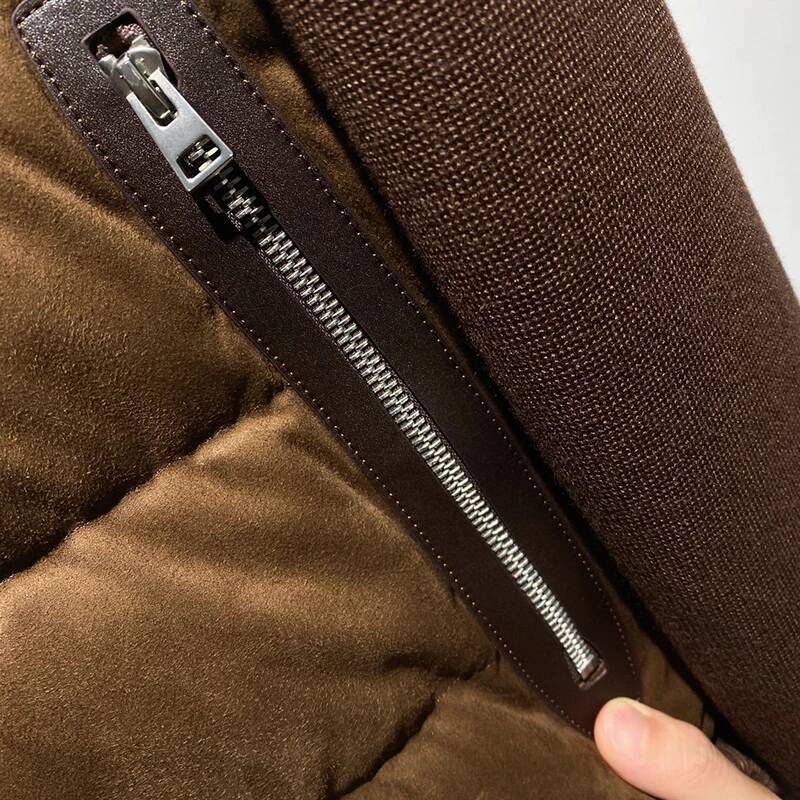 Men's High-Quality Solid-Color Reverse Leather Veet Wool Mixed-Texture Collar Down Jacket