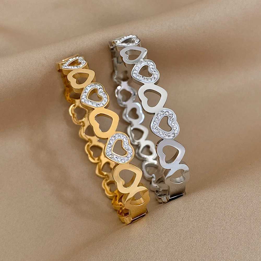 AENSOA Mtip Vintage Inlaid Rhinestone Zircon Stainss Steel Wide Bangs Bracets for Wen Unique Charm Chic AccoriesW251027