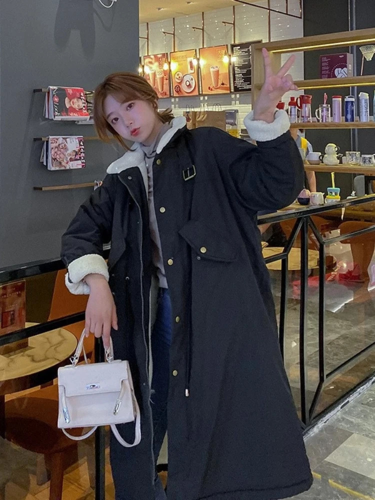 Down Cotton Parkas Jacket Womens Midlength Over The Knee Korean Loose Fashion Winter Padded Female Thickened 251027