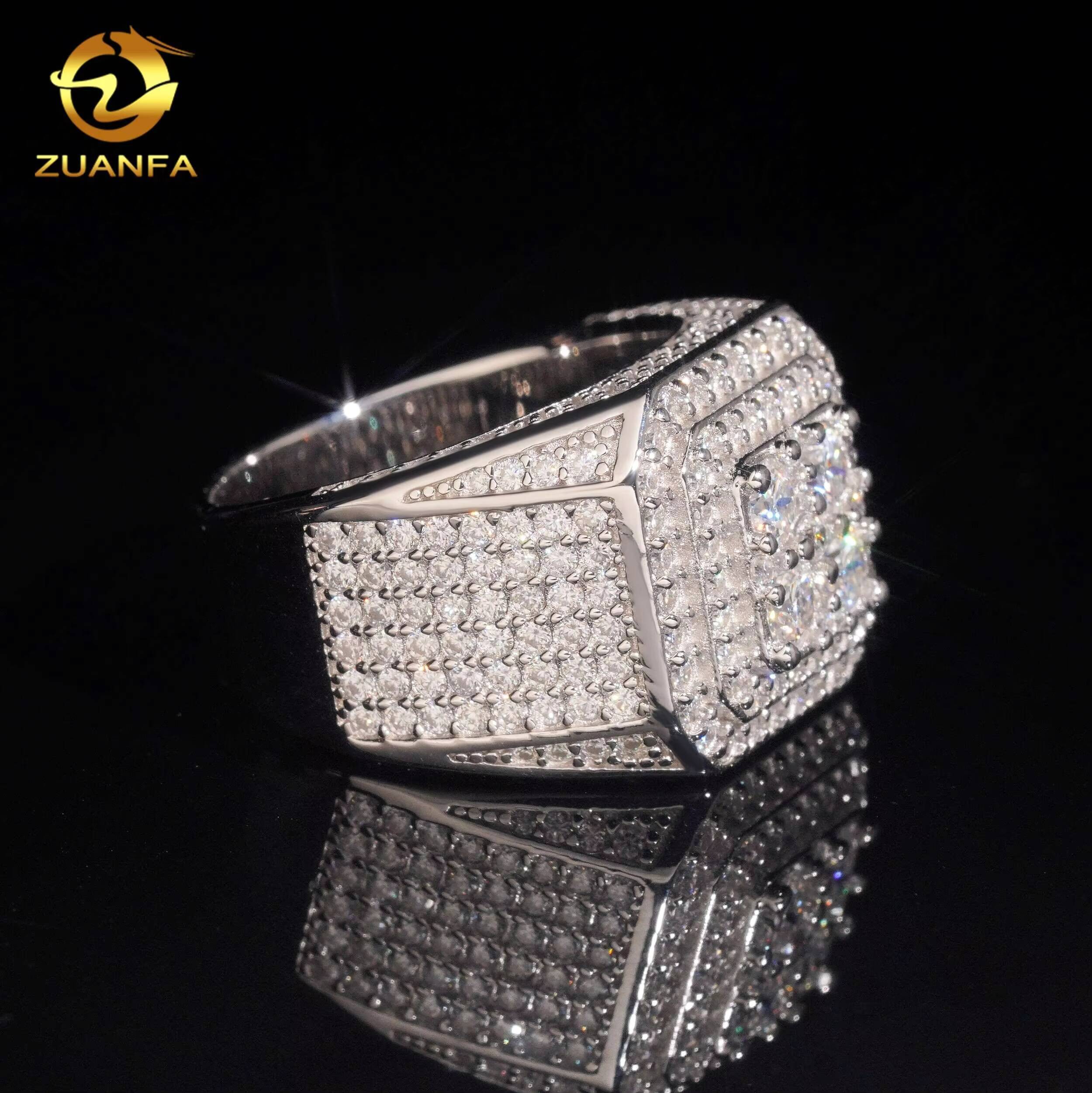 Fine Jewelry Hip Hop 925 Sterling Silver Iced Out Mens Wholesale Price Moissanite Diamond Ring