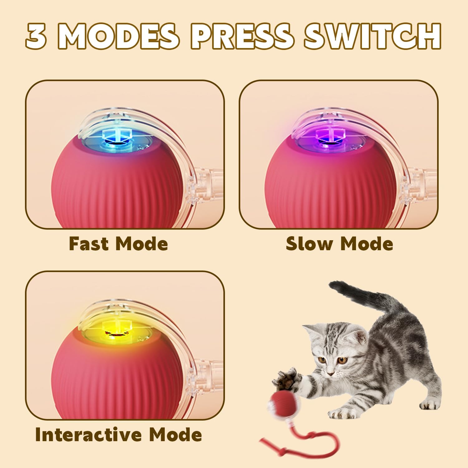 Cat smart teaser ball, interactive cat toy, intelligent automatic rolling dodge, upgraded pet toy