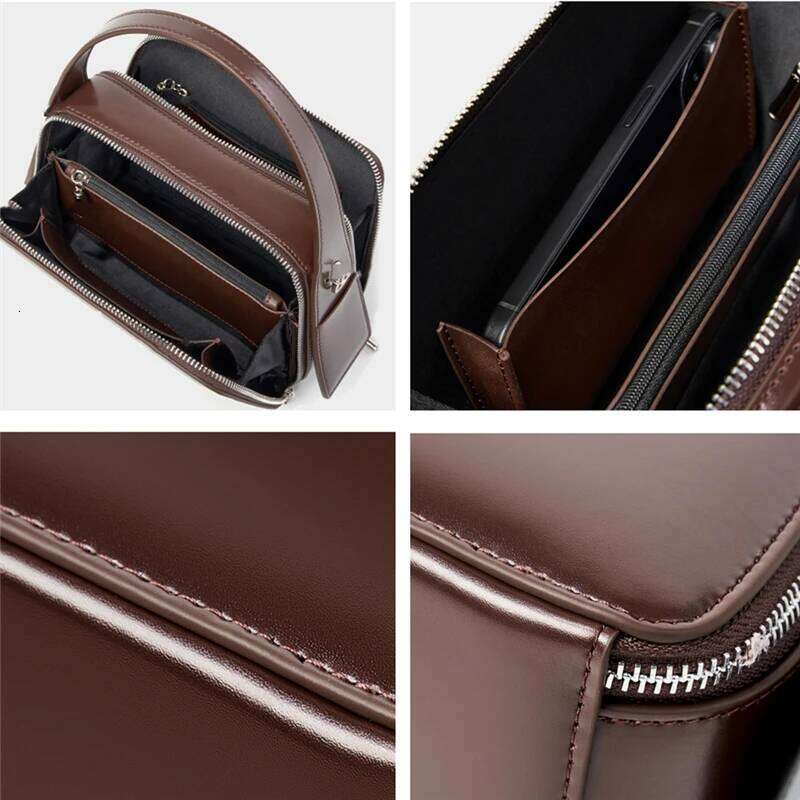 Designer Bags Elegant Genuine Leather Box Small Shoulder Bags For Women Crossbody Purses Square Ladies Handbags Free Labubu Pendant As A Gift