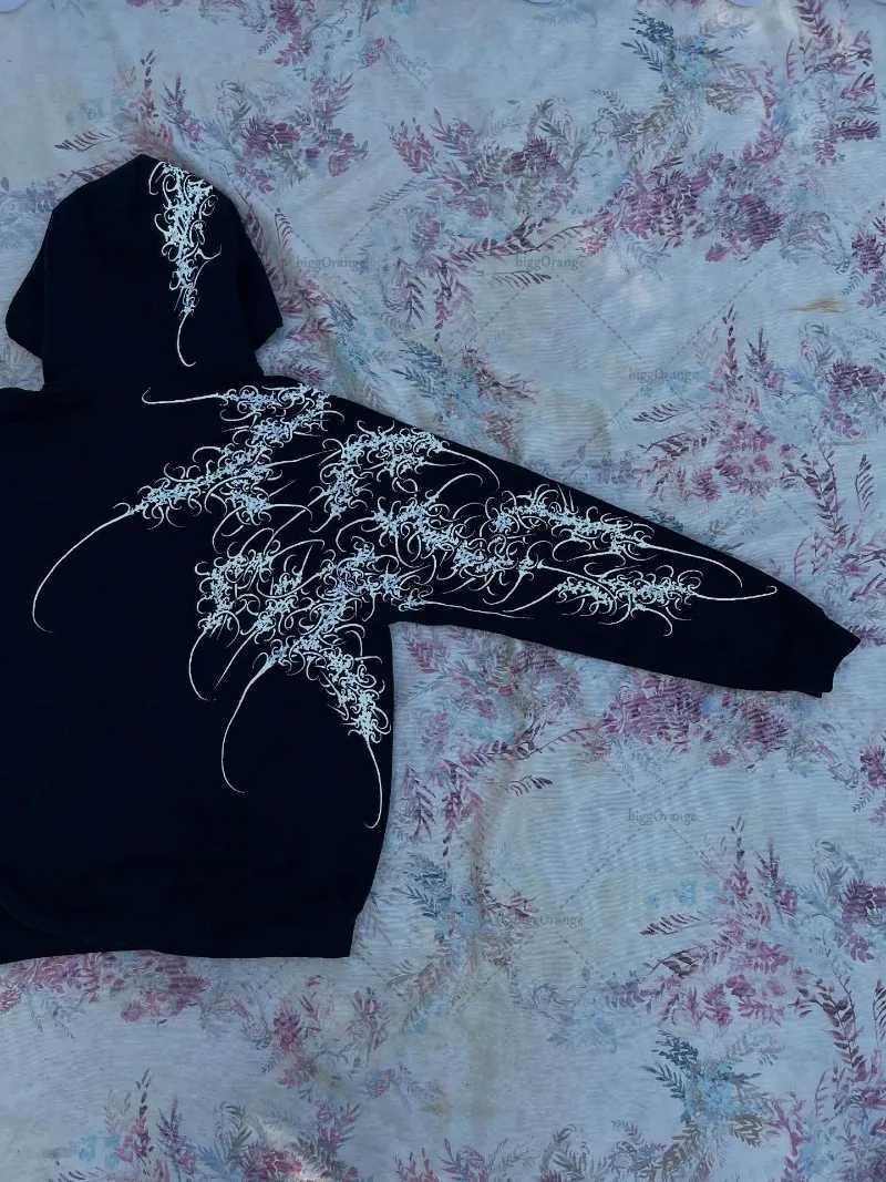 American Gothic Harajuku Striped Print Oversized Sweatshirt Men Y2K Casual Hiphop Retro Streetwear Vintage Loose Hoodie Women W251027