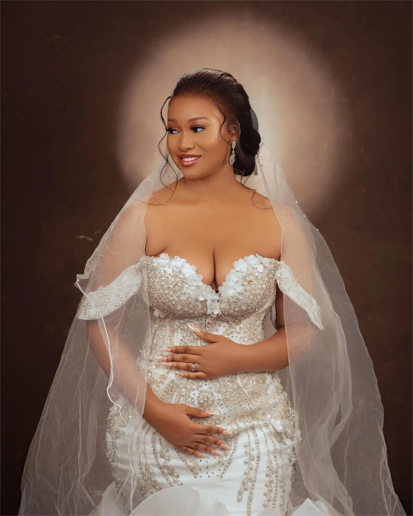 Arabic Aso Ebi Plus Size Ivory Mermaid Wedding Dresses Lacefull Flowers Crystals Beaded Sweetheart Bridal Gowns Dresss