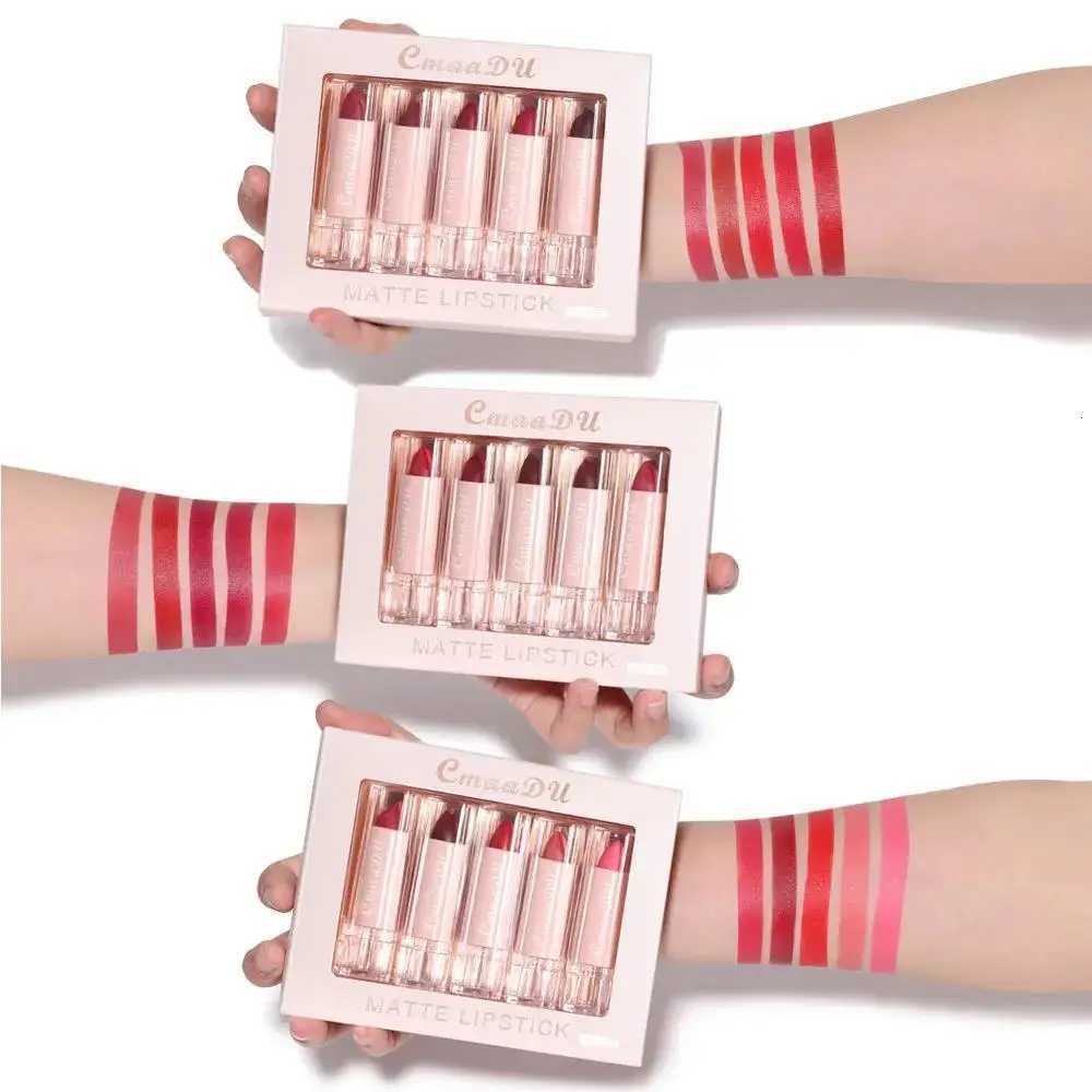 Velvet Matte Lipstick Set 5pcs Long Lasting Waterproof Red Nude Lipsticks Non Stick Cup Makeup Cosmetics Collection W251027