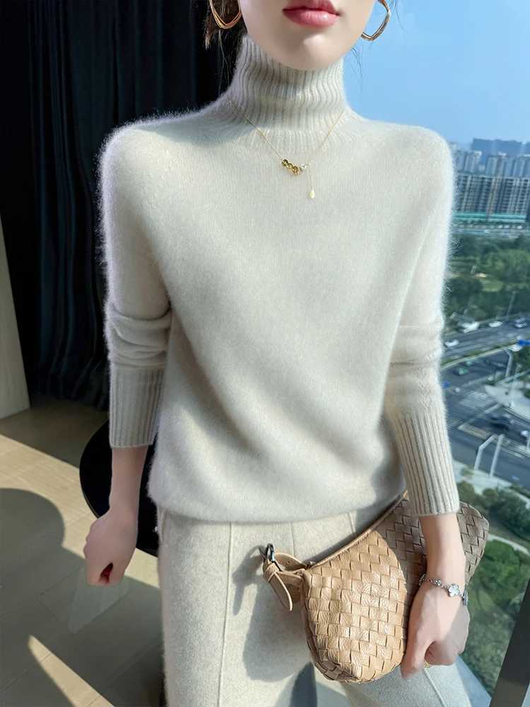 Autumn Winter Sweater Women Pullover 100Merino Wool Sweater High Collar Clothes Knit Warm Inside Join Hollow Out Raglan SleevesT251027