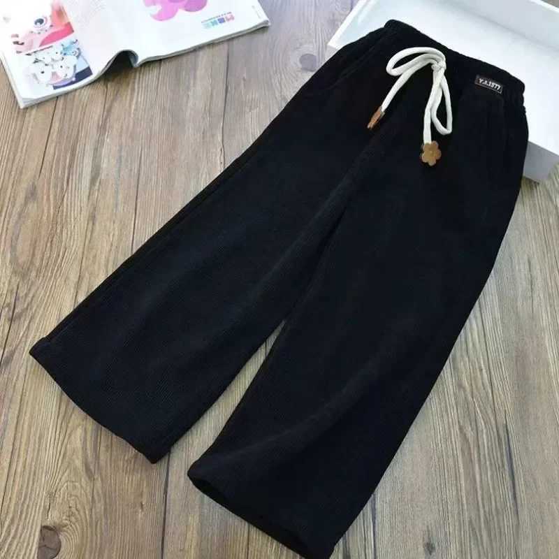 Stylish Teenage Girls Loose Corduroy Pants Solid Color Casual Warm Pants Girl Clothing Fleece Trousers Jogger Pant for ChildrenT251027