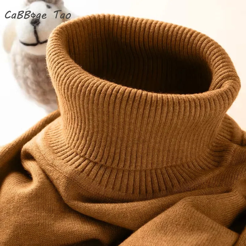 Mens Turtleneck Sweater Slim Fit Knitted Casual Pullover Lightweight Ribbed Long Sleeve Sweaters Autumn Solid Color Streetwear 251016