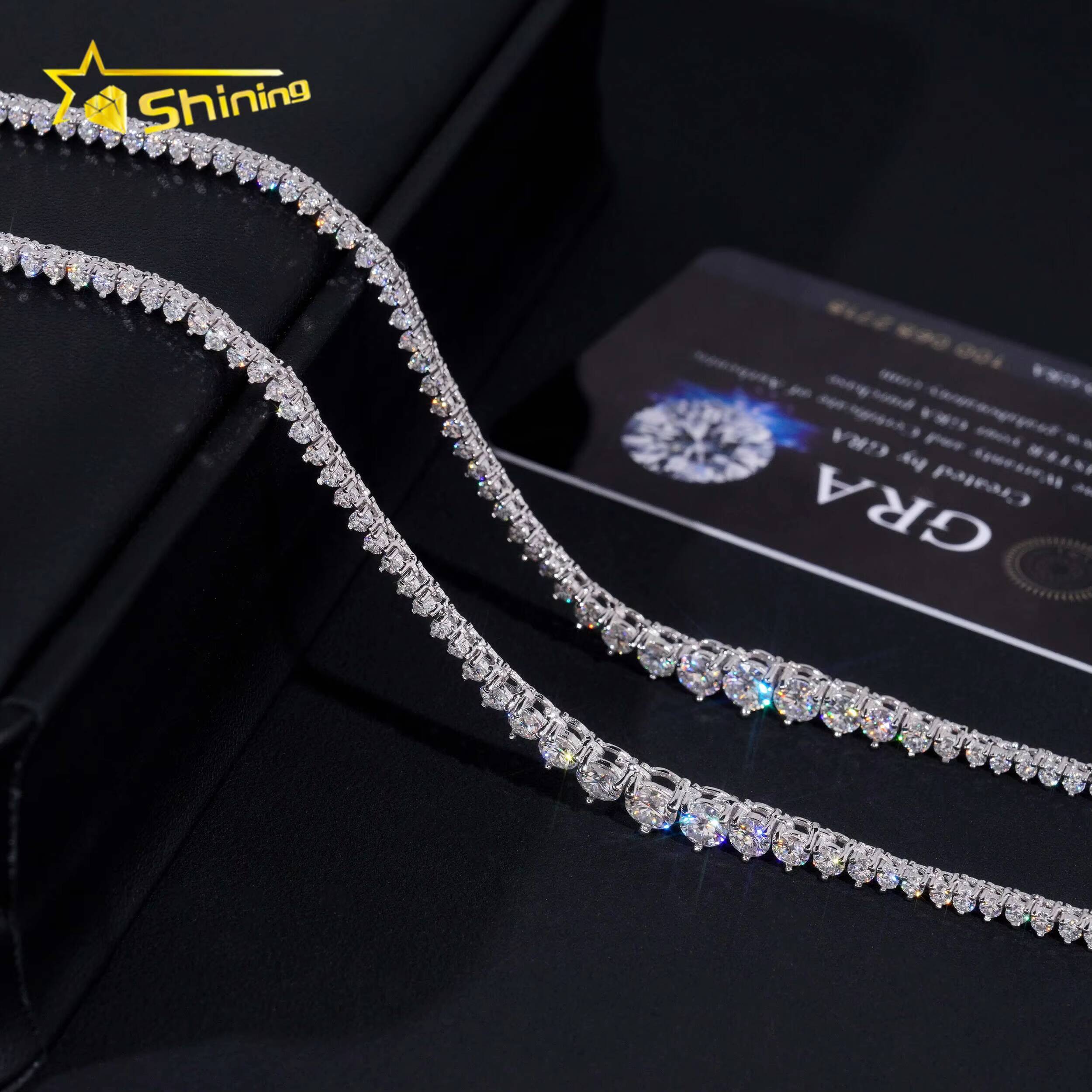 Wholesale Price Necklace Silver 925 Vvs Moissanite Diamond Hip Hop Iced Out Jewelry Lab Diamond Tennis Chain