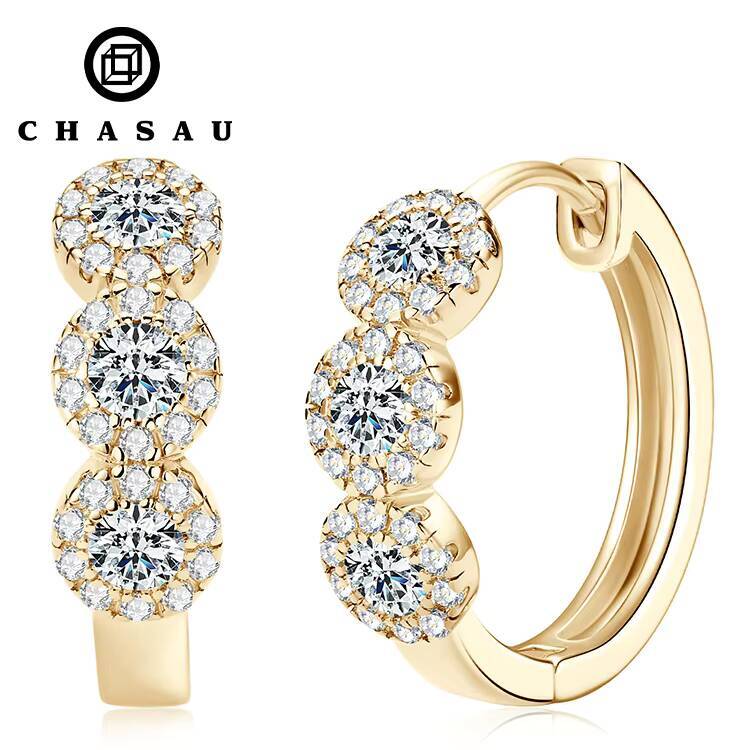 Most Popular Round 27mm Moissanite Earrings S925 Sterling Silver Delicate Classic Huggie Earrings for Women