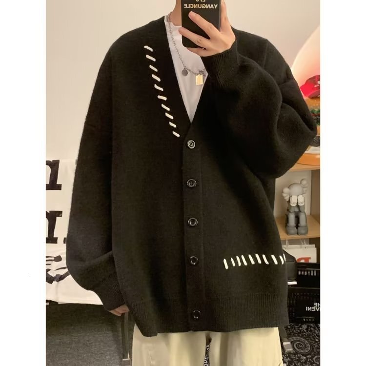 Men's Autumn Designer Sweater Cardigan Knitted Sweater Trendy Brand Cool High-end Feel Plus Size Lazy College Style Jacket