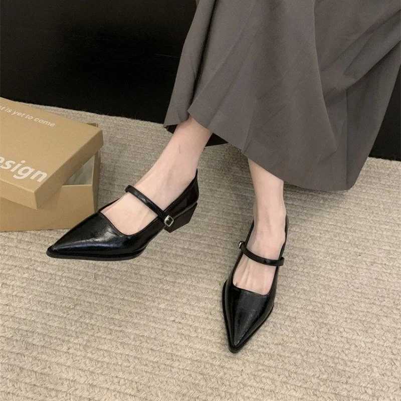 Style Thick Heel Women Mary Jane Shoes Fi Shallow Pointed Toe Ladies Comfort Office Pumps Footwear 2025 Spring NewXJ251027