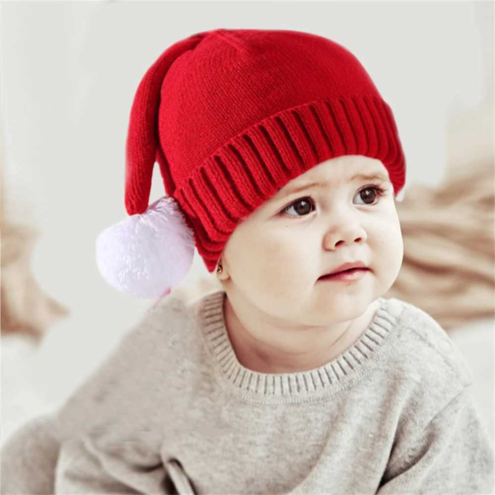 ParentChild Christmas Hat Cute Knitted Baby Hats Pompom Soft Beanie Santa Claus Hat Winter Warm Knit Beanie Cap New Year GiftW251027