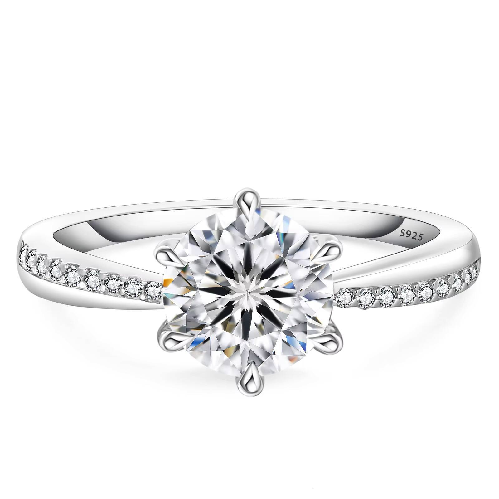 Moissanite Jewelry 925 Sterling Silver Moissanite Ring Round White Heart Vvs Diamond Engagement Moissanite Rings for Women