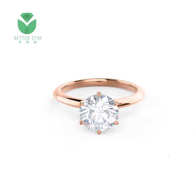 Dazzling 6 Claw Setting Lab Created Diamond Ring 18K Gold Real CVD Diamond Rings Wedding Jewelry HPHT Synthetic Diamond Ring