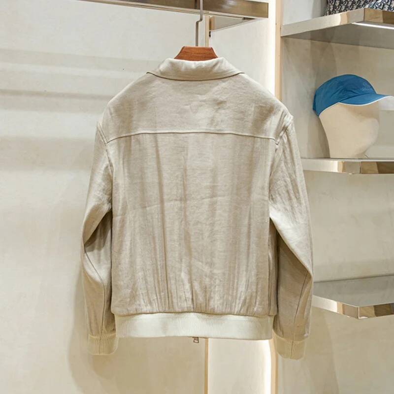 Linen Blended Men's Spring And Summer Casual Lightweight Simple Collar Jacket Coat